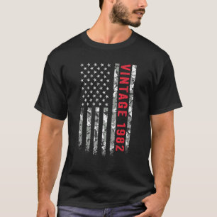T-shirt Camo Drapeau Américain vintage 1982 40ème Ans 40