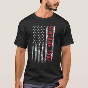 T-shirt Camo Drapeau Américain vintage 1987 35 ans 35ème