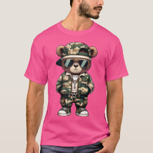 T-shirt Camo Hip hop Teddy Bear Camouflage Gangsta Streetw