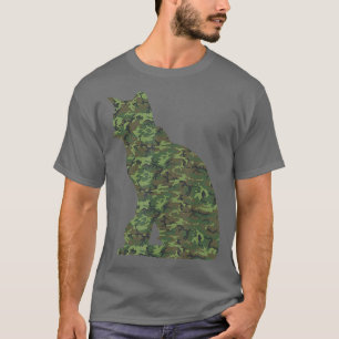 T-shirt Camo militaire birman Imprimer US Chat Kitty Vétér