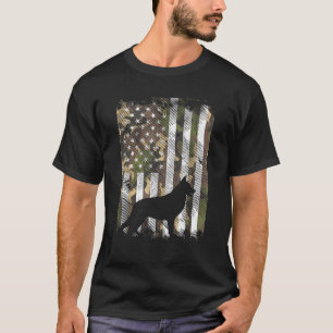 T-shirt Camo US Drapeau Allemand Berger Vintage K9 Chien P