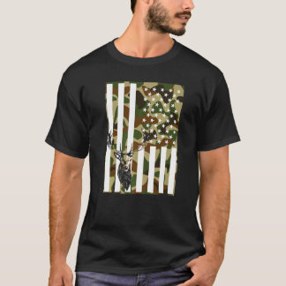 T-shirt Camo US Drapeau Chasse aux Cerfs Chasse