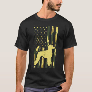 T-shirt Camo Us Drapeau Poodle Vintage Patriotique Chien P