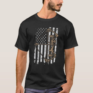 T-shirt Camo USA Drapeau tir à l'arc Compound Bow Funny Bo