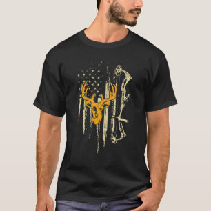 T-shirt Camoflage Drapeau américain Bowhuning Bow Archery