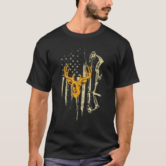 T-shirt Camoflage Drapeau américain Bowhuning Bow Archery (Devant)