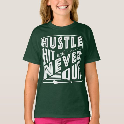 T-shirt Camogie Hustle Hit & Never Quit, GAA Jeux gaélique (Devant)