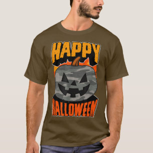T-shirt Camoue Camo Happy Halloween Party Jack-o'-lantern