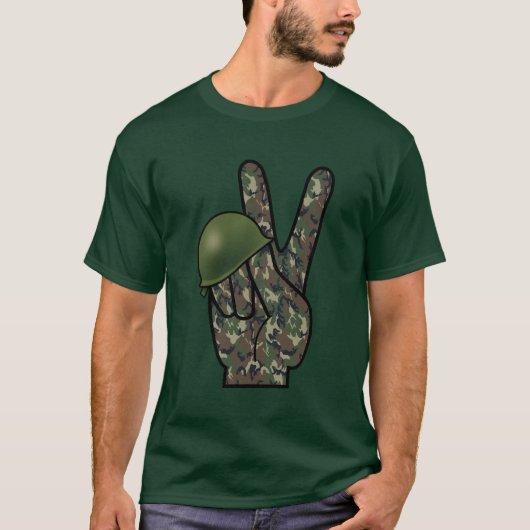 T-shirt Camouflage à la main / Panneau de paix (Devant)