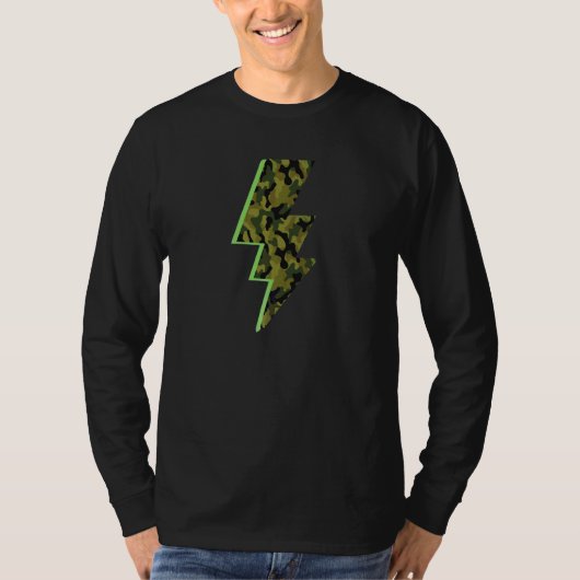 T-shirt Camouflage Imprimer Éclair Éclair Armée verte Impr (Devant)