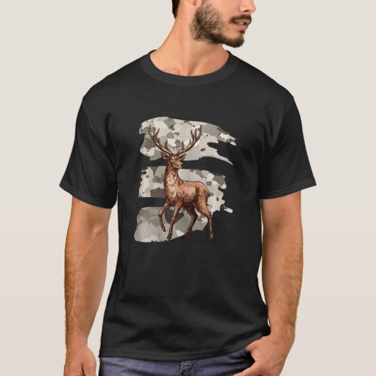 T-shirt Camouflage militaire américain Deer Hunter Camo Hu (Devant)