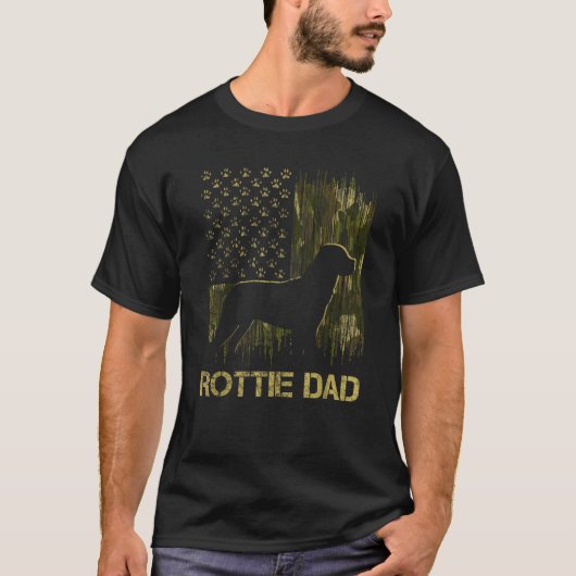 T-shirt Camouflage USA Flag Proud Rottweiler Dog Dad Silho (Devant)