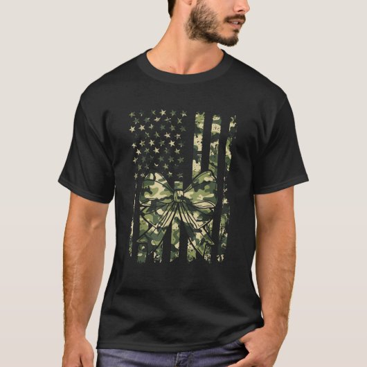T-shirt Camouflage Vieux Camo Bow Camo Coquette Chasse aux (Devant)