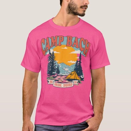 T-shirt Camp Bach Bride Squad 2024 Rétro Camping Célibatai (Devant)