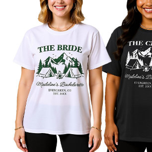 T-shirt Camp Bachelorette Camping Forêt Green Cabine Crew