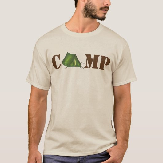T-shirt CAMP Camping Été Vert Tente Woods Tee (Devant)