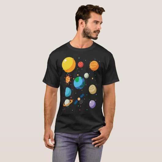 T-shirt Camp de recherche spatiale sur le système solaire (Devant entier)