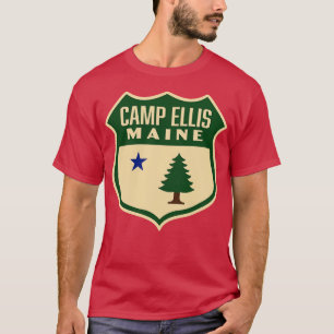 T-shirt Camp Ellis Maine Retro Pine Tree Shield Vert
