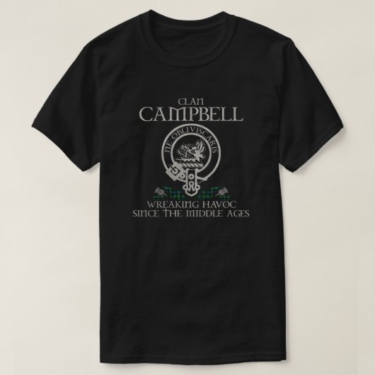 T-shirt Campbell d'Argyll Clan crête nom écossais goudron (Design devant)