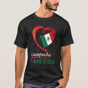 T-shirt Campeche Mexico Heart Flag Mexicana Corazon Mujer