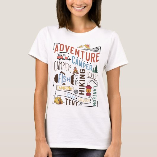 T-shirt Camper d'aventure feu de camp (Devant)