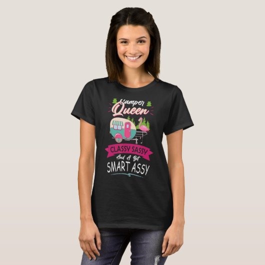 T-shirt Camper Queen Flamingo Classy Sassy And A Bit Smart (Devant entier)
