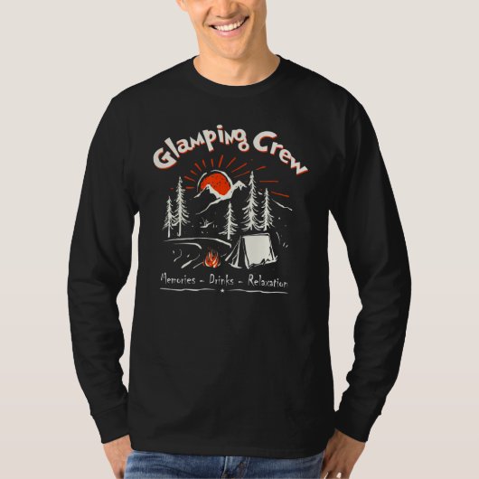 T-shirt Camper Vacation Glamping Crew Memories Fire Friend (Devant)
