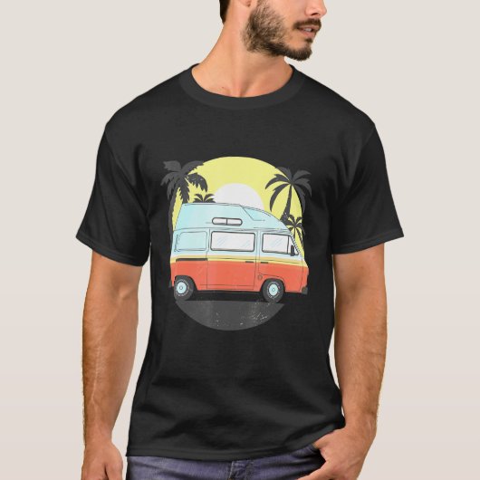 T-shirt Camper Van Camping Hommes Femmes Retro Soleil les  (Devant)