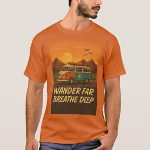 T-shirt Camper van vintage avec coucher de soleil et devis