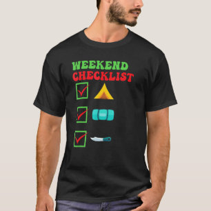 T-shirt Camper Weekend Checklist Tente Sac couchage Coutea