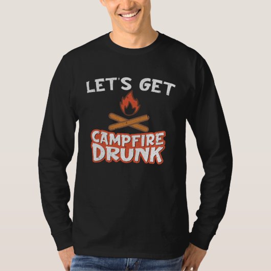 T-shirt Campfire Drunk Beach Camping Drinking  Humour (Devant)