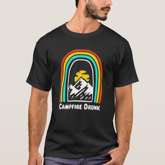 T-shirt Campfire Drunk Camping Bière Camper Boire Boisson (Devant)