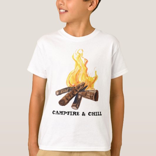 T-shirt CAMPFIRE ET CHILL Camping Bonfire Aquarelle (Devant)