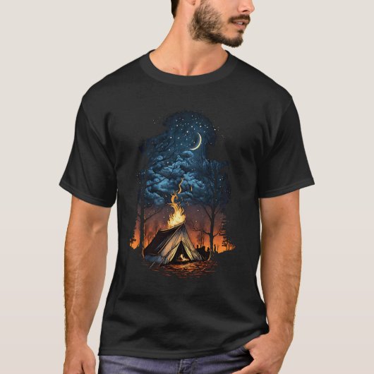 T-shirt Campfire Nature Adventure Glamping Night Camping T (Devant)