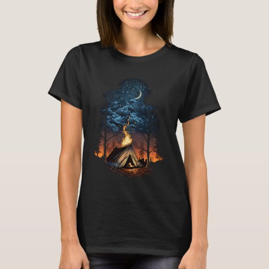 T-shirt Campfire Nature Adventure Glamping Night Camping T (Devant)