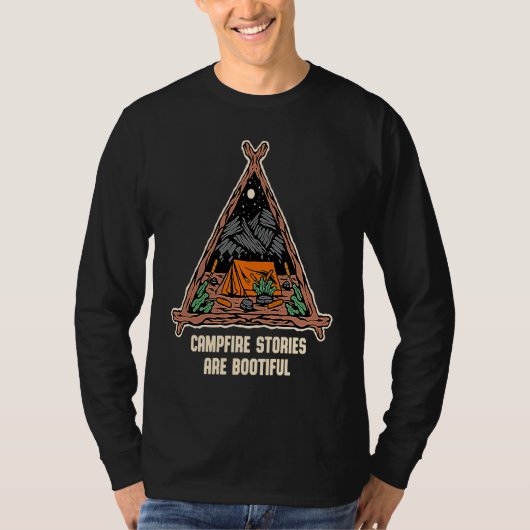 T-shirt Campfire Stories Are Bootiful Camping Positive Quo (Devant)