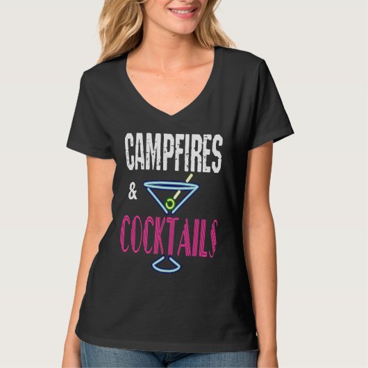 T-shirt Campfires and Cocktails  Camping Drinking Camp Hum (Devant)