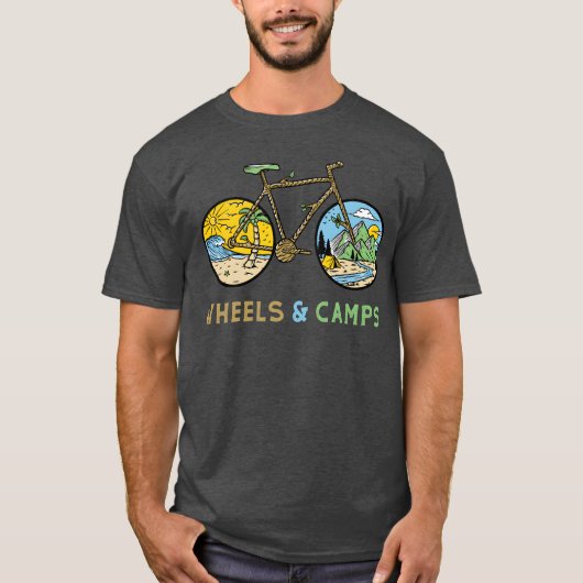 T-shirt Camping à vélo drôle (Devant)