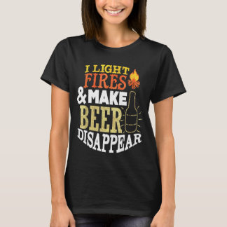 T-shirt Camping Amusant Feu De Campagne Boire Bière Pour H