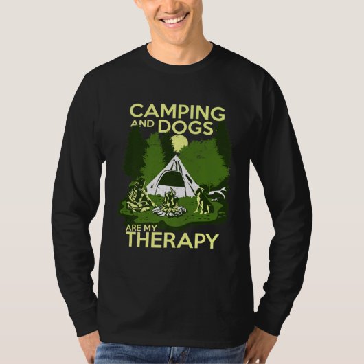 T-shirt Camping And Dogs Are My Therapy (Devant)