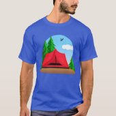T-shirt Camping avec arbres À feuillage persistant (Devant)