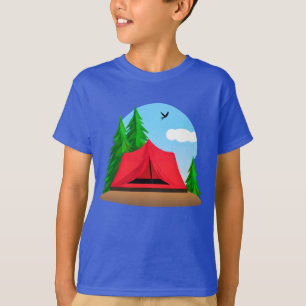 T-shirt Camping avec arbres À feuillage persistant Tee's K
