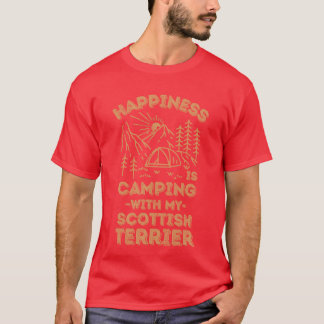T-shirt Camping avec garçon scottishterrier