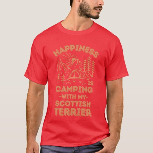 T-shirt Camping avec garçon scottishterrier (Devant)