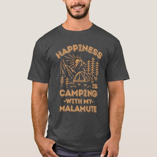 T-shirt Camping avec malamute rétro (Devant)