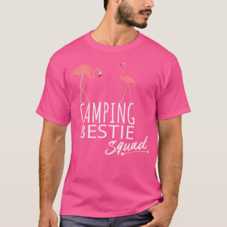 T-shirt Camping Bestie Squad Flamant rose Rose Camping Bes