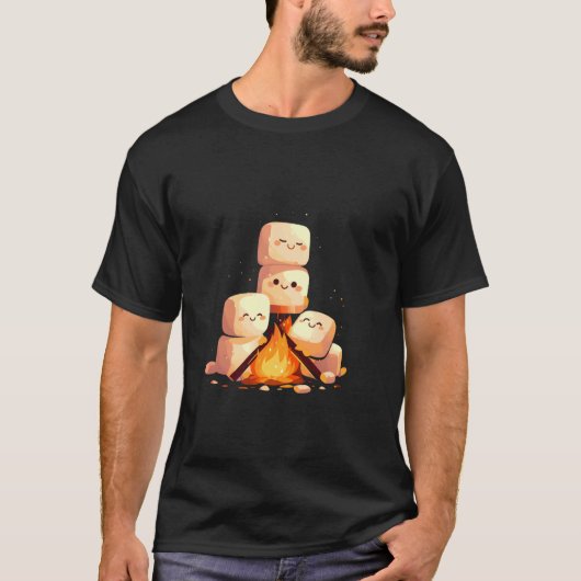 T-shirt Camping Camper Feu de Campagne Smores Marshmallow  (Devant)