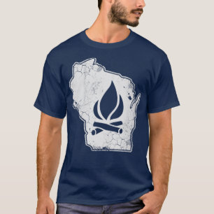 T-shirt Camping dans le Wisconsin Feu de camp Camping en p