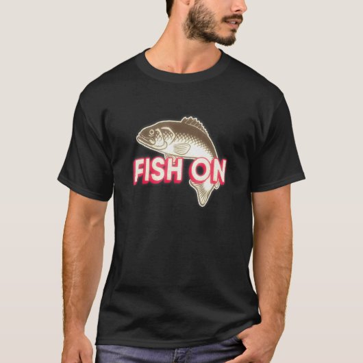 T-shirt Camping de pêche vintage Fish On (Devant)