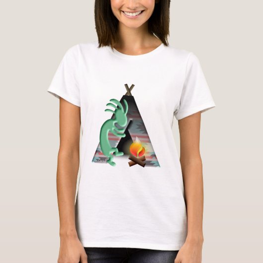 T-shirt Camping de Tipi de Natif américain de Kokopelli (Devant)